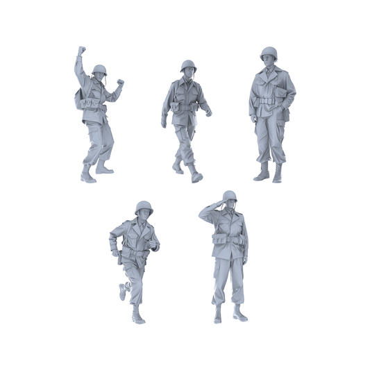 MRY-SFW LYGR189 WWII US Army Standing Pose Wargame Resin Blank Model Miniature Scene Figure Hand Model Hand Painted