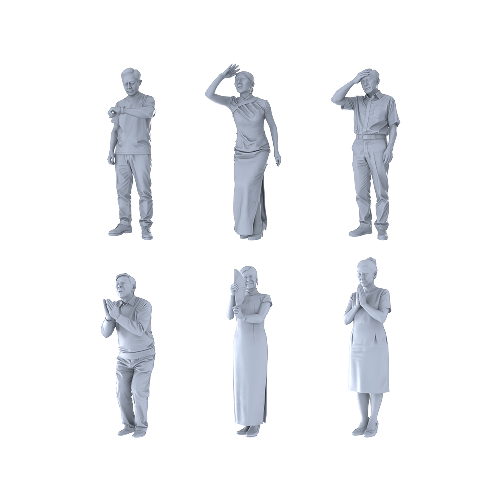 MRY-SFW LYTR473 Modern Parents Outside Exam Hall Waiting Group of 6 Miniature Car Diorama Figures Scene Props Accessories Resin