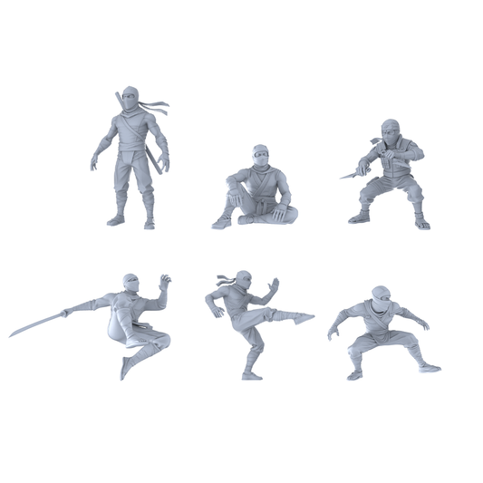 MRY-SFW LYTR476 Sengoku Japan Male Ninja Combat Group of 6 Miniature Car Diorama Figures Scene Props Accessories Resin