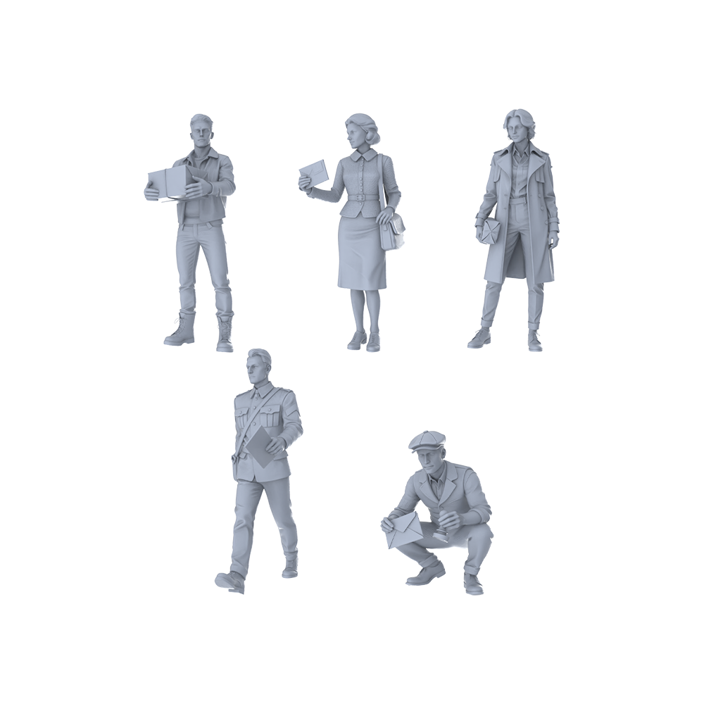 MRY-SFW LYTR363 Spy Thriller Quintet 5-Figure Set,  Intelligence Agent, DIY Paintingation Miniature Car Diorama Figures Scene Props Accessories Resin