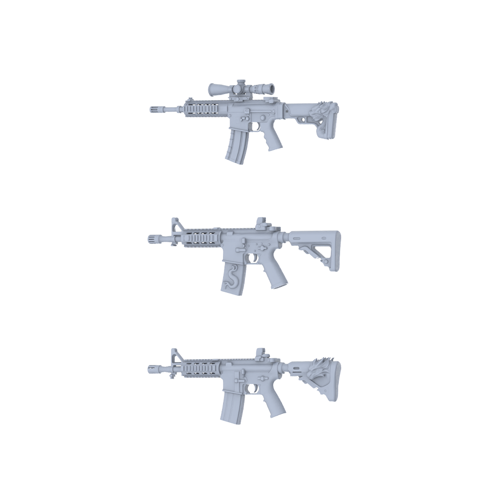MRY-SFW LYGS105 Nature-Inspired Modified AR Rifle 3D Models - 3 Piece Untextured Set