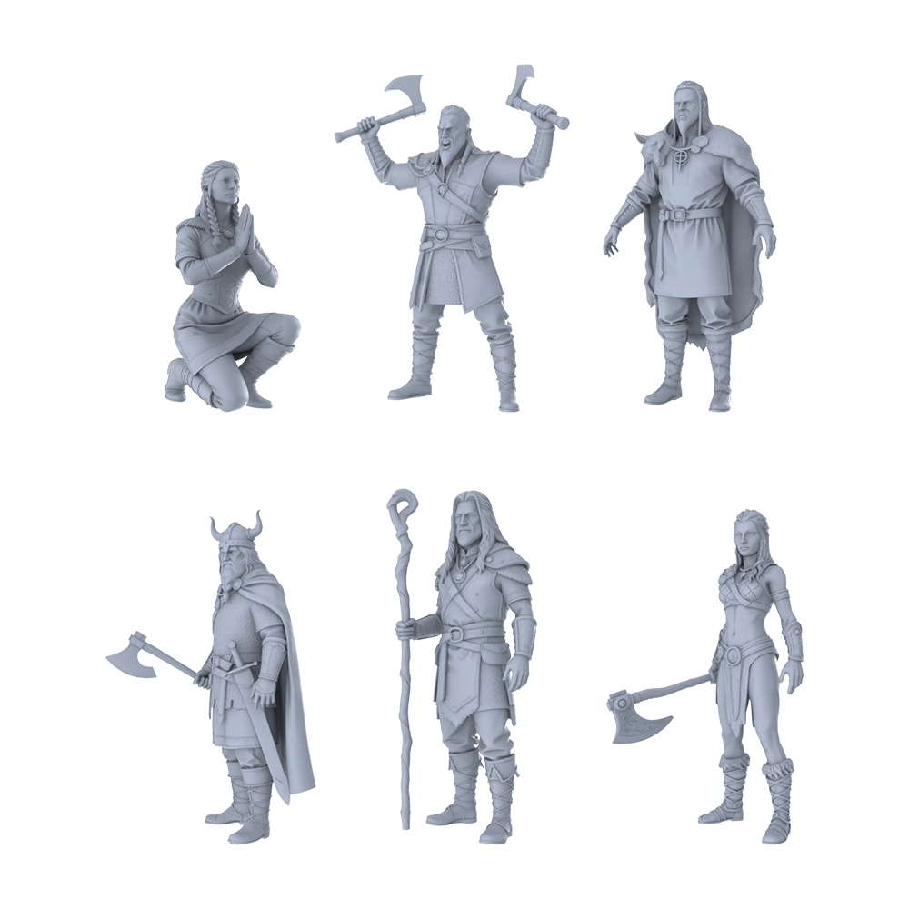 MRY-SFW LYTR479 Medieval Norse Vikings Clan Group of 6 Miniature Car Diorama Figures Scene Props Accessories Resin