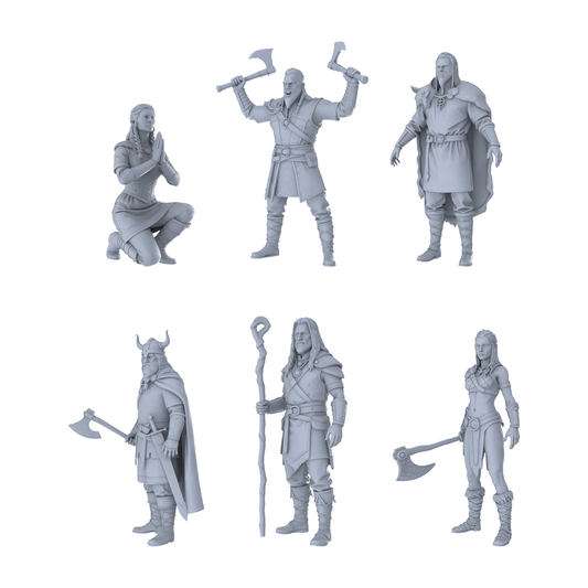 MRY-SFW LYTR479 Medieval Norse Vikings Clan Group of 6 Miniature Car Diorama Figures Scene Props Accessories Resin