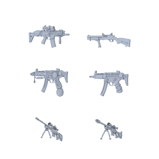 MRY-SFW LYGS102 Nature-Inspired Modified Tactical Gun 3D Models - 6 Piece Untextured Set