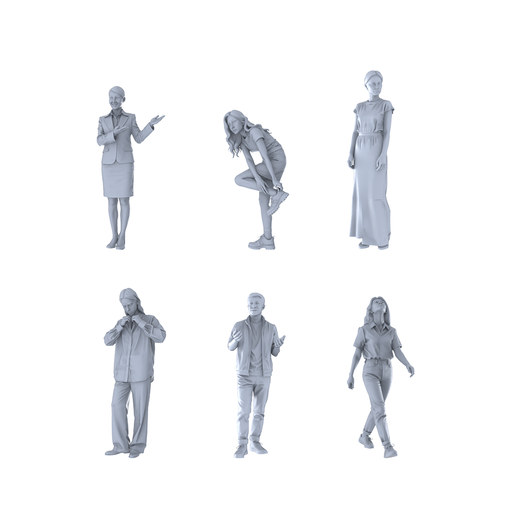 MRY-SFW LYTR552 Modern Urban Daily People Life Group of 6 Miniature Car Diorama Figures Scene Props Accessories Resin
