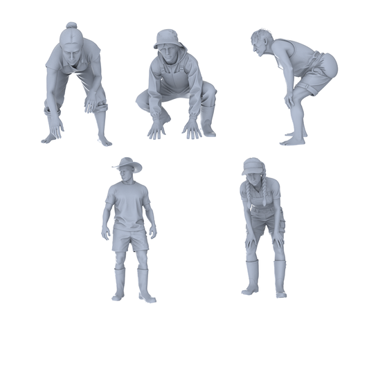 MRY-SFW LYTR771 Outdoor Laboring Pose Figure 5 pcs Miniature Car Diorama Figures Scene Props Accessories Resin