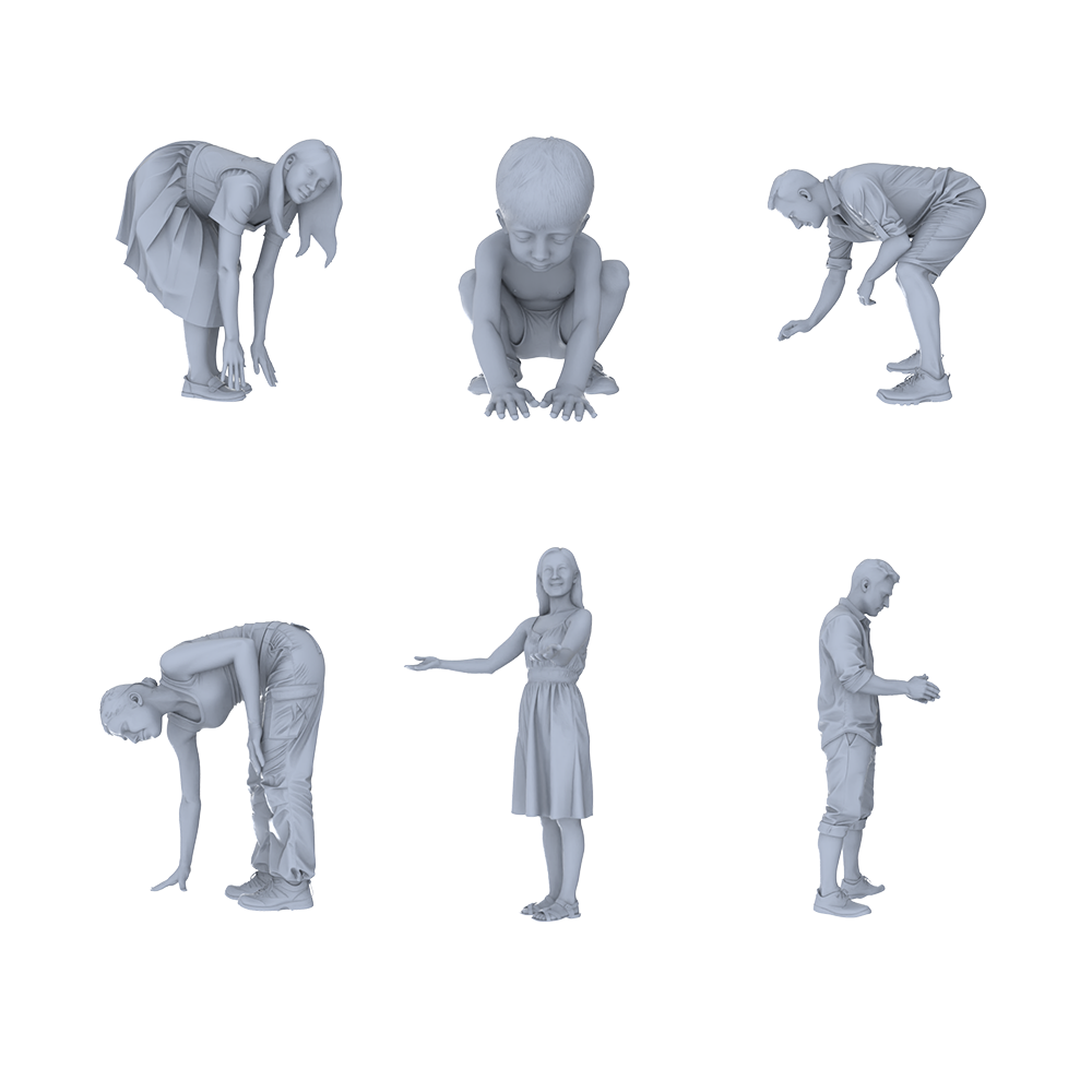 MRY-SFW LYTR716 Modern Interactive Pose Figure 6 pcs Miniature Car Diorama Figures Scene Props Accessories Resin