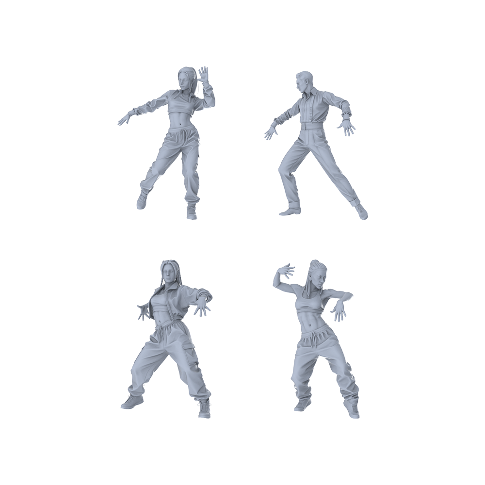 MRY-SFW LYTR450 Urban Street Scene Set? 4 in Dynamic Poses. Ideal modern city, dance studio, or graffiti backdrop dioramas. Miniature Car Diorama Figures Scene Props Accessories Resin