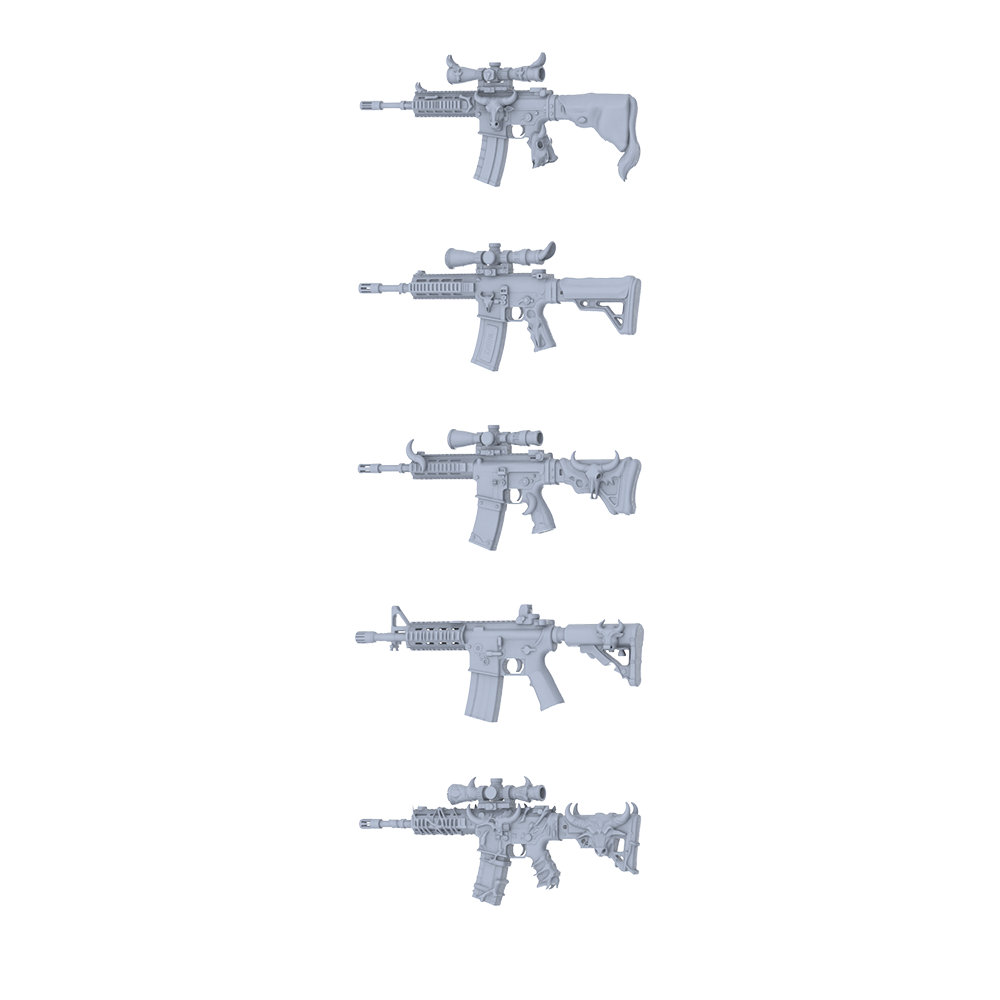 MRY-SFW LYGS198 Primal Fantasy Custom Rifle Pack - 5 Unique Bull Head/Horn/Beast Pattern Designs