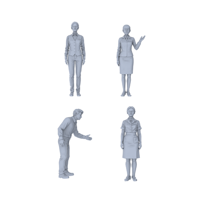 Yao's Studio LYTR235 Miniature Welcome Reception 4-Piece Unpainted Models - Hotel & Shop Service Figures for DIY Diorama & Custom Painting Miniatures Diorama Resin Figures