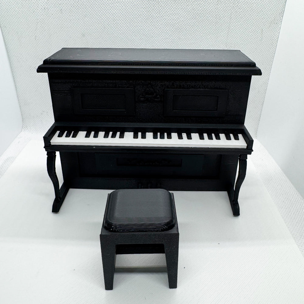 LYTP12021 1/12 Vintage Piano And Stool Set Gallery Dollhouse Miniature