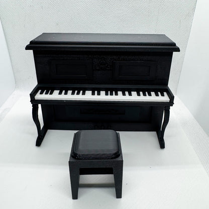 LYTP12021 1/12 Vintage Piano And Stool Set Gallery Dollhouse Miniature