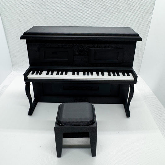LYTP12021 1/12 Vintage Piano And Stool Set Gallery Dollhouse Miniature