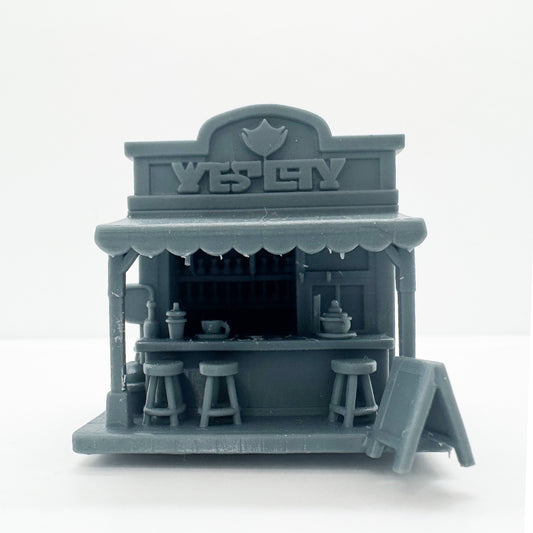 MRY-SFW LYTS114 3D Printed Miniature Cafe Bar Scene Model - Detailed Shopfront & Furniture, DIY Unpainted All-in-One Printed Kit HO Scale