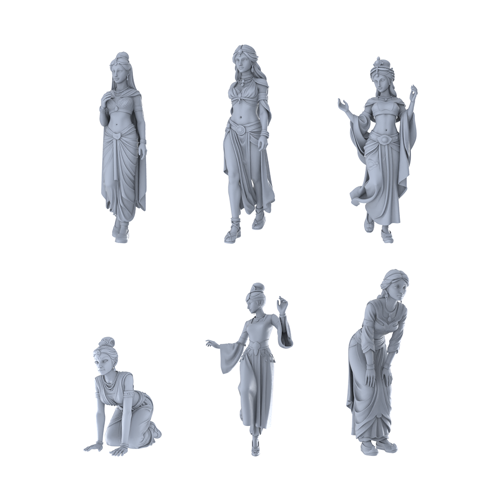 Yao's Studio LYTR263 Ancient Beauty Hexad Resin Miniature Model 6-Figure Set, Unpainted Classical Dance Figures, DIY Painting Scene Decoration Miniatures Diorama Resin Figures