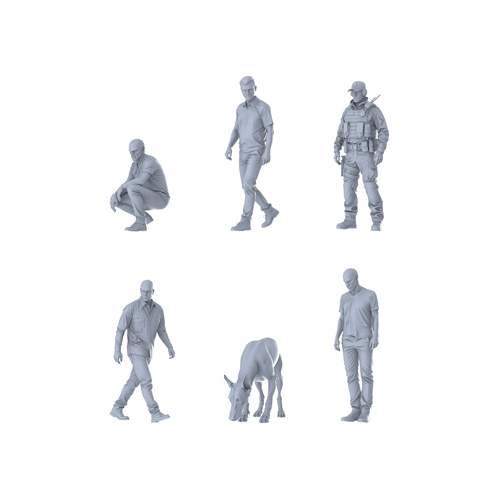 MRY-SFW LYGR257 Modern urban three people and one dog six-man group reconnaissance