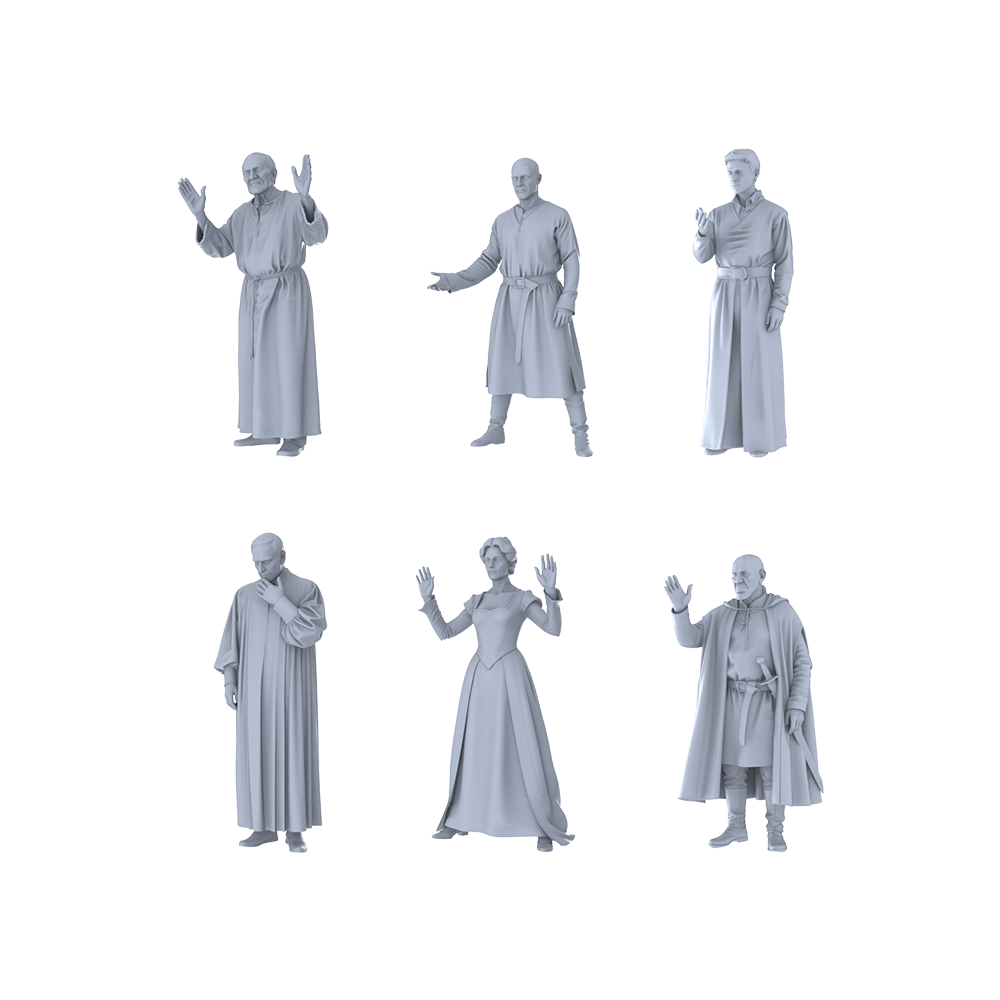 MRY-SFW LYTR543 Medieval European Commoners Six in Oratorical Poses Miniature Car Diorama Figures Scene Props Accessories Resin