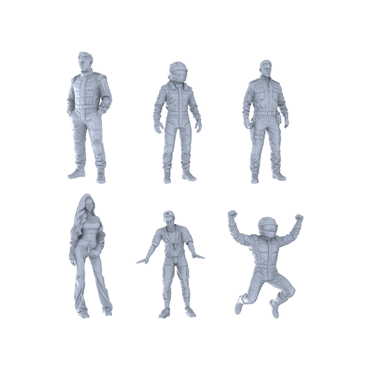 MRY-SFW LYTR391 Racing 6-Pack, Ideal Racing, Tabletop Painting Miniature Car Diorama Figures Scene Props Accessories Resin