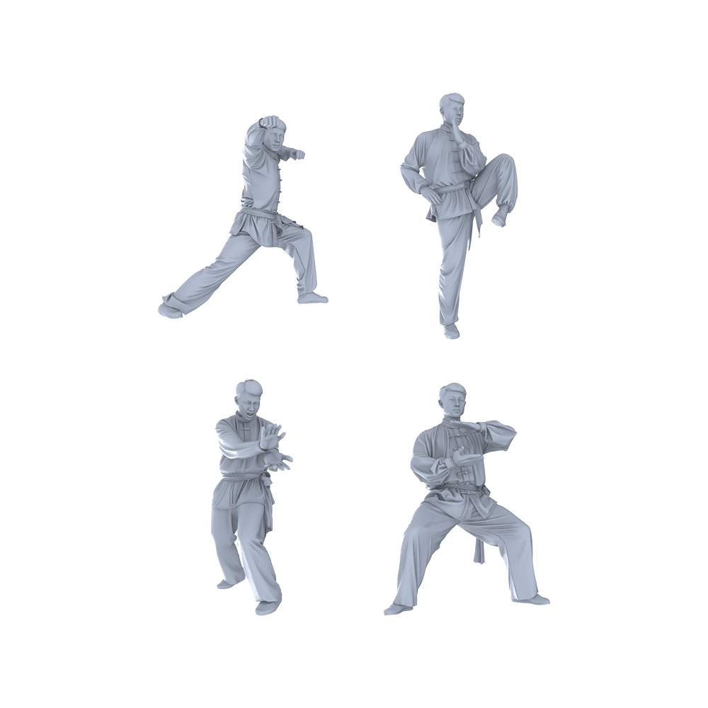 MRY-SFW LYTR488 Modern Martial Artists Kung Fu Stances Group of 4 Miniature Car Diorama Figures Scene Props Accessories Resin