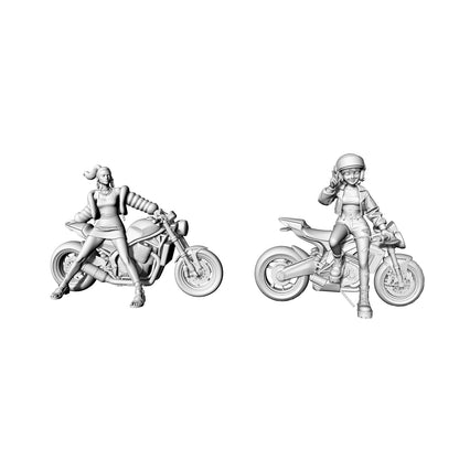 Yao's Studio LYTR067  Trendy Female Biker 3D Print Model, Unpainted Motorcycle Girl Figure, DIY Painting Kit 1set