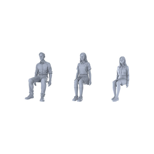 Yao's Studio LYTR312  3-Pack Unpainted Seated People | Ideal for Scene Building & Hobby Customization Miniatures Diorama Resin Figures