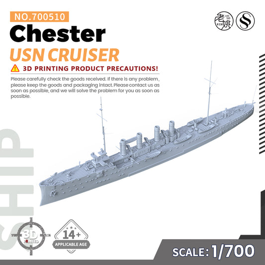 SSMODEL 510 1/700(600,720,800,900) Military Warship Model Kit USN Chester Cruiser
