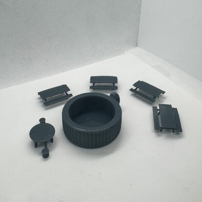 Yao's Studio LYTS065 Diorama 3D Railway Scene Swimming Pool Picnic Table Outdoor Table And Chairs