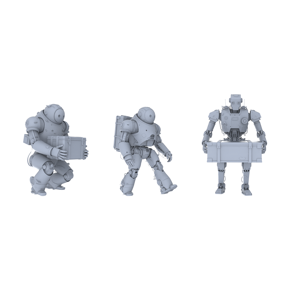 MRY-SFW LYGR131 Wasteland Style Doomsday Robot Carrying Motion Game Theme Wargame Resin White Model Wargame Miniature Soldier Scene Character Hand Figure Hand Painted