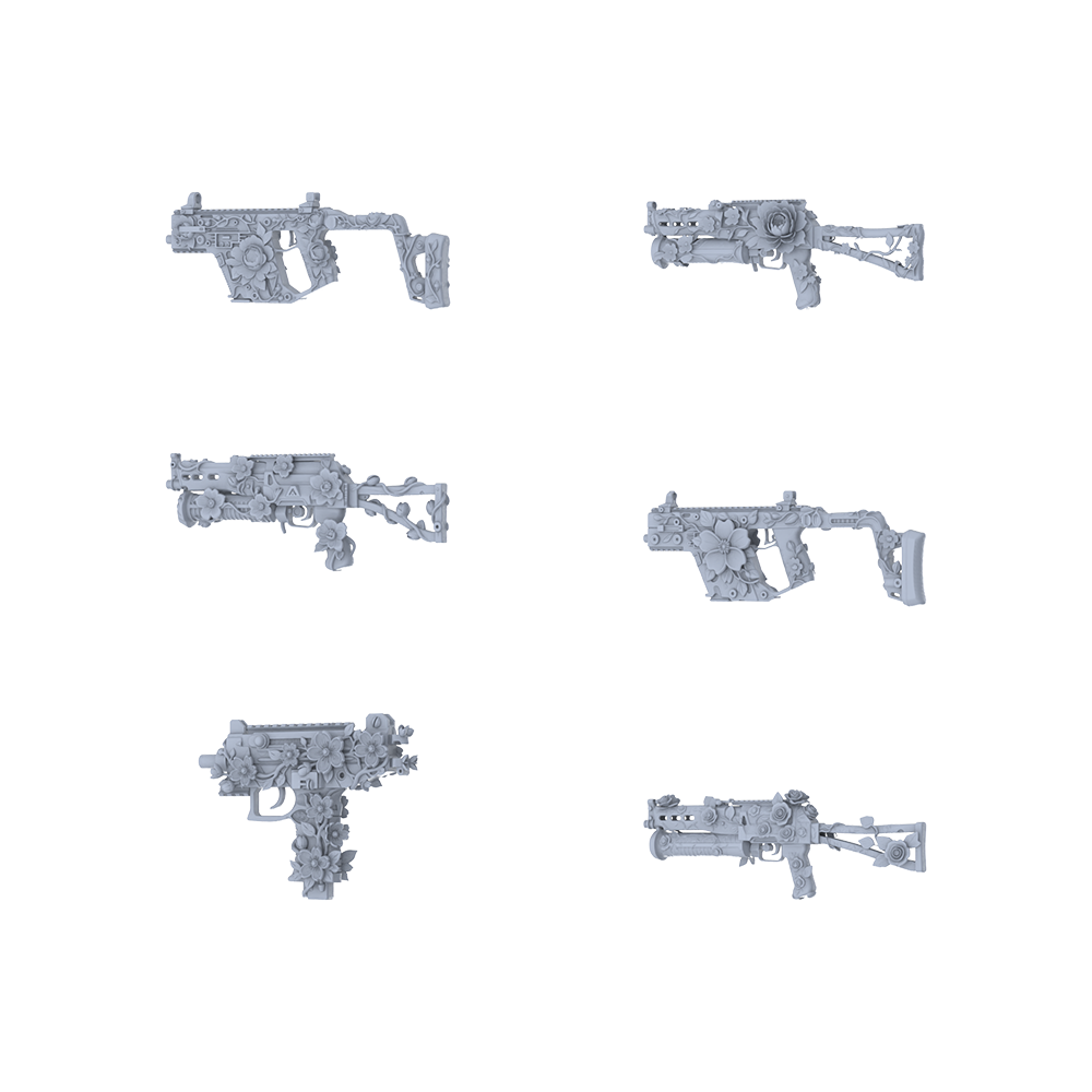 MRY-SFW LYGS250 Floral Classic Series - 6-Piece Classic Submachine Gun Set Modified with Blossom Elements