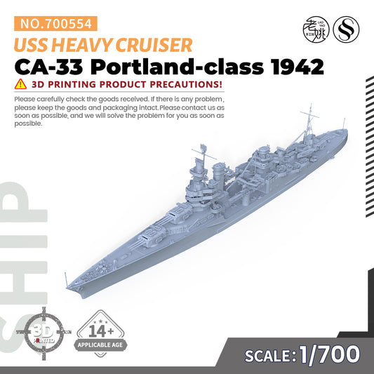 SSMODEL 554 Military Warship Model Kit US Navy Portland Class Heavy Cruiser 1942 CA-33