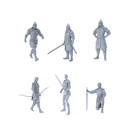 MRY-SFW LYTR436 Ironclad Warriors Hexad 6-Figure Set,  Ancient Warrior, DIY Paintingation Miniature Car Diorama Figures Scene Props Accessories Resin