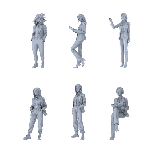 MRY-SFW LYGR168 All women in suits library scene wargame model resin blank wargame miniature figure scene character figure hand painted