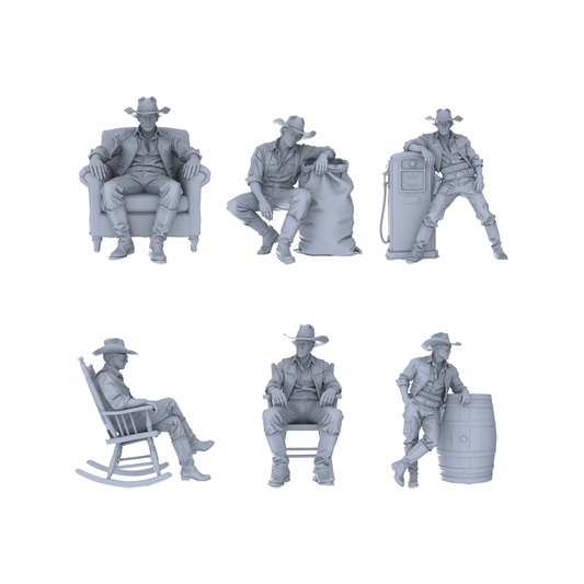 MRY-SFW LYGR128 Western Cowboy Casual Pose2 Game Theme Wargame Resin White Model Wargame Miniature Soldier Scene Character Hand Painted Hand Paint