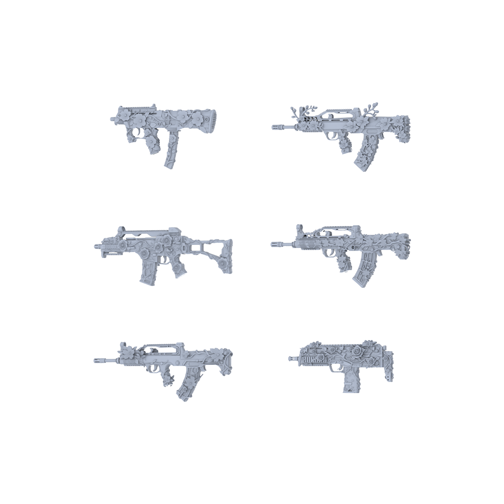 MRY-SFW LYGS255 Floral Forest Mech Series - 6-Piece Tactical Carbine Set Modified with Nature & Gear Elements