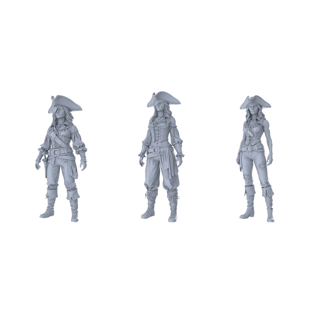 MRY-SFW LYTR540 Age of Exploration Caribbean Female Pirates Three in Varied Styles Miniature Car Diorama Figures Scene Props Accessories Resin