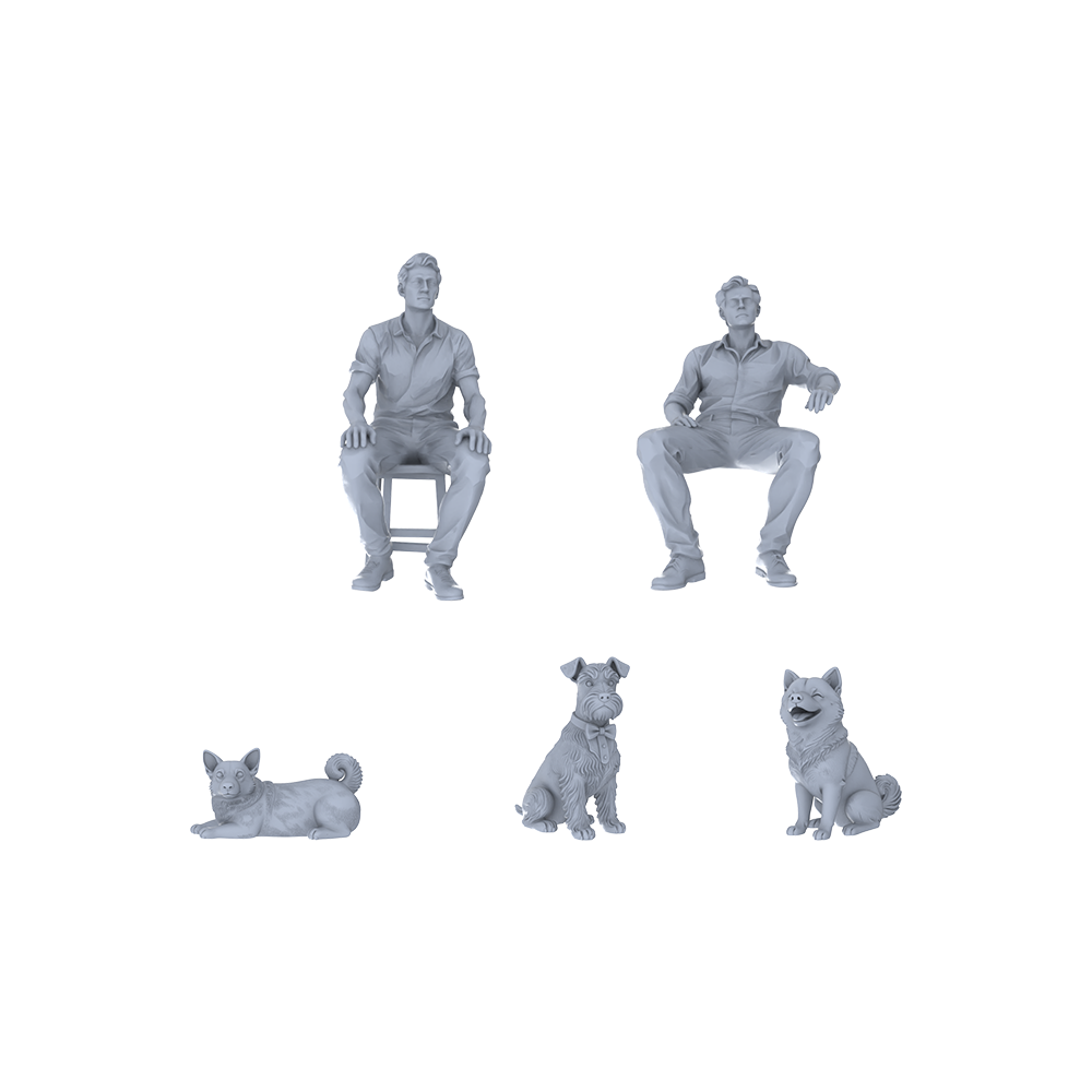Yao's Studio LYTR176  Unpainted Companion Time Resin Miniature Figure 5-Piece Set, Resin DIY Painting Models for Daily Diorama & Collection Miniatures Diorama Resin Figures