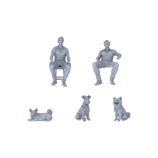 Yao's Studio LYTR176  Unpainted Companion Time Resin Miniature Figure 5-Piece Set, Resin DIY Painting Models for Daily Diorama & Collection Miniatures Diorama Resin Figures