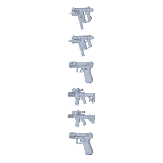MRY-SFW LYGS133 Mechanical Fantasy Modified Tactical Gun 3D Models - 6 Piece Untextured Set