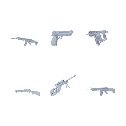 MRY-SFW LYGS114 Nature-Inspired Modified Compact Gun 3D Models - 6 Piece Untextured Set