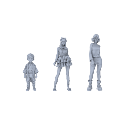 Yao's Studio LYTR223 3-Piece Unpainted Miniature Anime & Urban Set - Perfect for Anime Block, Creative Market & Campus Dioramas Miniatures Diorama Resin Figures