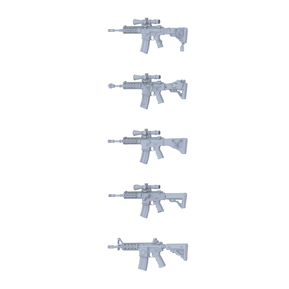 MRY-SFW LYGS301 Wolf Head Rage Series - 5-Piece Sci-Fi Assault Rifle Set Modified with Wolf Head Shape Elements
