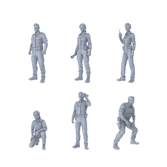 MRY-SFW LYTR426 Law Enforcement Vanguard Hexad 6-Figure Set,  Police Duty, DIY Paintingation Miniature Car Diorama Figures Scene Props Accessories Resin