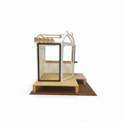 RHF0401 Miniature Cat House Base, Open-Side Empty Room for Dollhouse Desktop Ornament Creative DIY Hut Dollhouse Background House Model Home Background Miniature Model Dollhouse Accessories