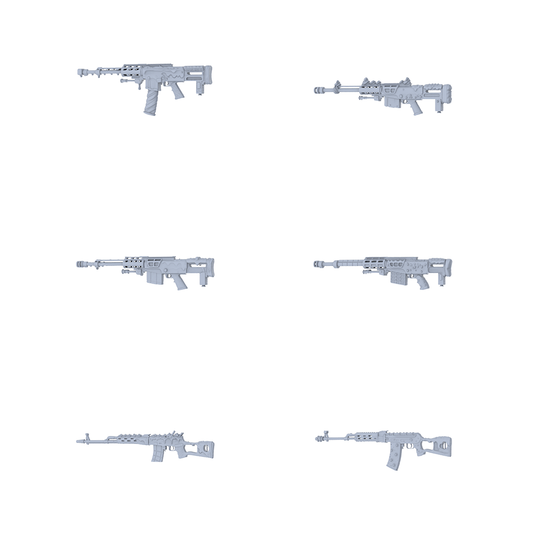 MRY-SFW LYGS062 Modern Spec Ops Modified Sniper 3D Models - 6 Piece Untextured Set