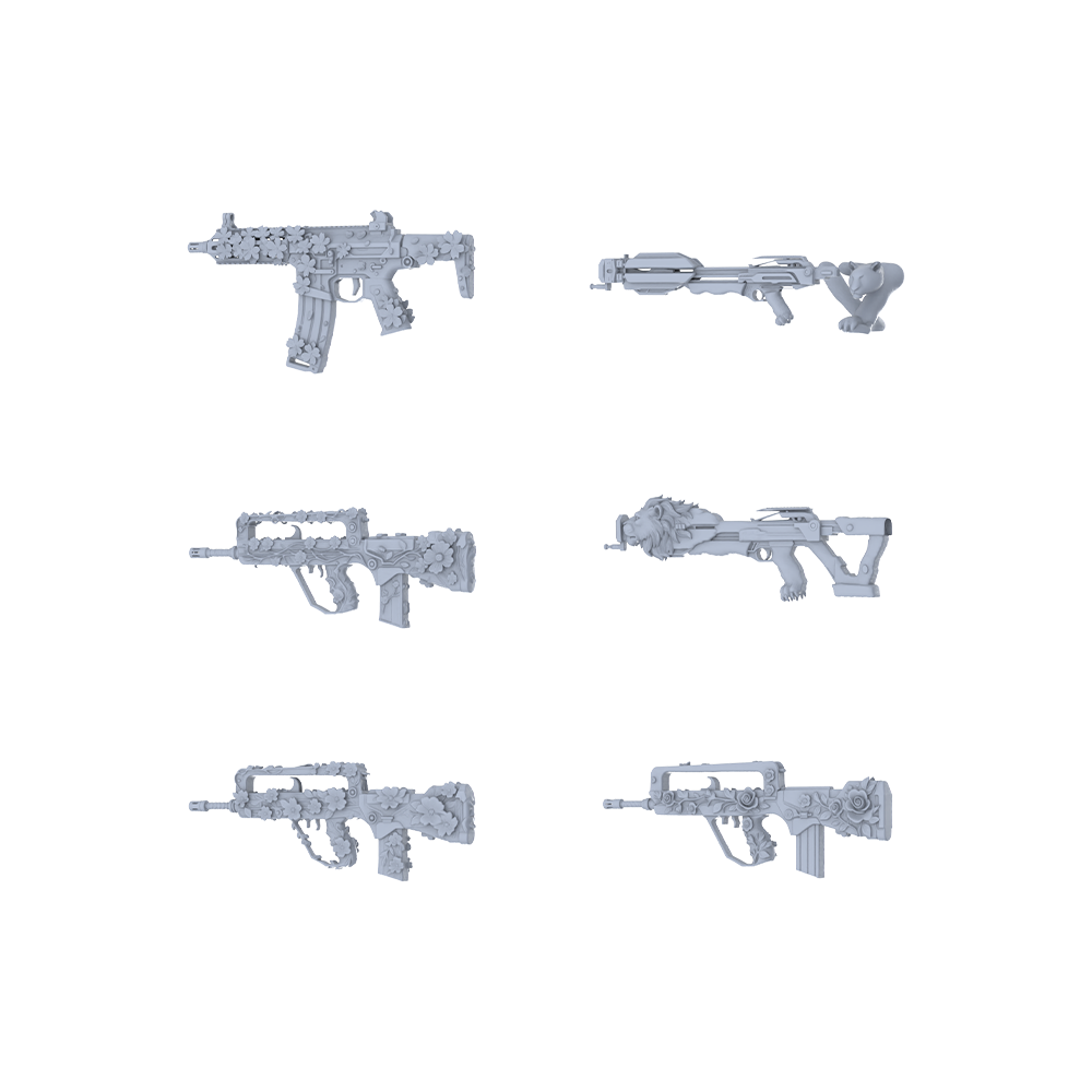 MRY-SFW LYGS263 Floral Claw Series - 6-Piece Hybrid Firearm Set Modified with Beast Claw & Blossom Elements