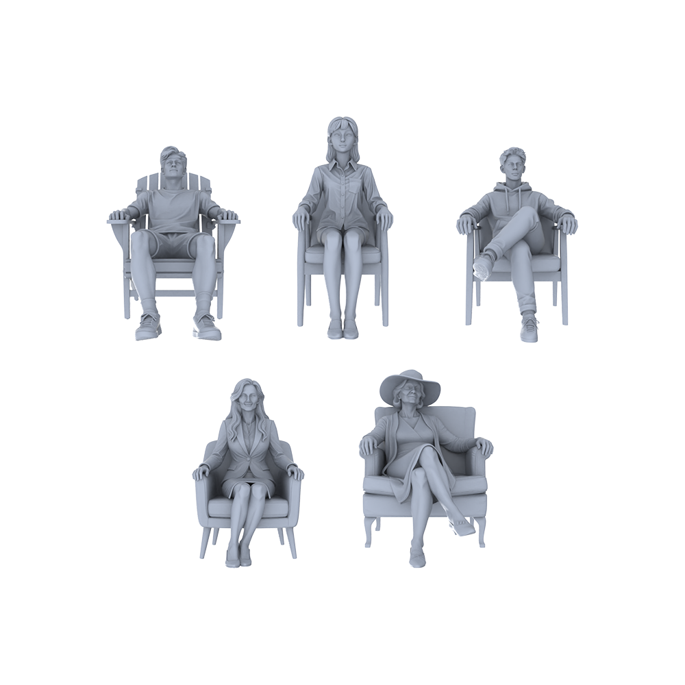 Yao's Studio LYTR245 Miniature Leisure Seated Figure 5-Pack, Unpainted Diorama Models for Home & Caf¡§| Scene Building Miniatures Diorama Resin Figures