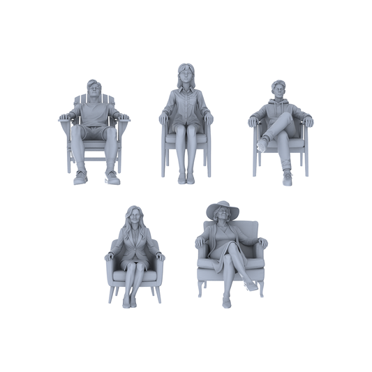 Yao's Studio LYTR245 Miniature Leisure Seated Figure 5-Pack, Unpainted Diorama Models for Home & Caf¡§| Scene Building Miniatures Diorama Resin Figures