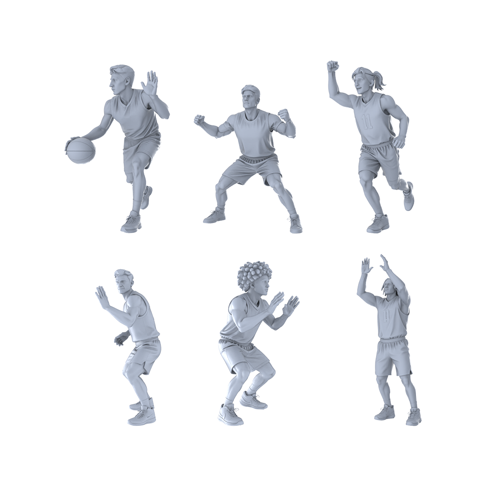 Yao's Studio LYTR276  Unpainted Miniature Basketball Diorama Set 6-Pack for Model Painting & Display Miniatures Diorama Resin Figures