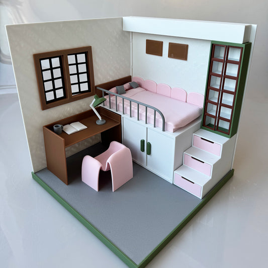 RHF1013 Summer Retreat Hut 3D Printing DIY Miniature Scenes Dollhouse Frame Creative Decorations Desktop Scenarios Mini Models 12-Inch BJD OB Doll