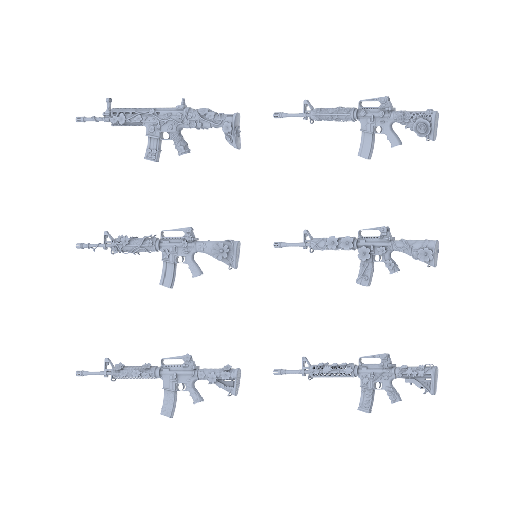 MRY-SFW LYGS256 Floral Classic AR Series - 6-Piece Classic AR Assault Rifle Set Modified with Blossom Elements